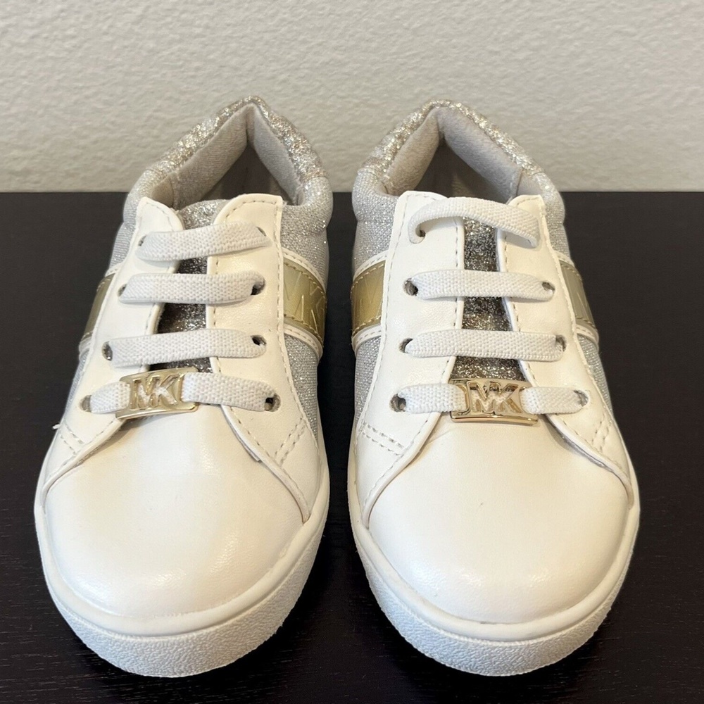 Michael Kors Toddler Girls Jem Square Sneakers in Silver-Gold Size 6 - Picture 10 of 16
